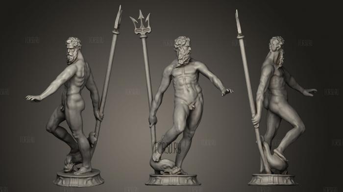 Neptune Statue stl model for CNC